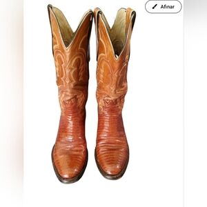 Crown Boot Company Vintage  BRustic Brown Lizzard Cowboy Boots